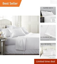 Queen Size Cooling Bed Sheet Set: 6-Piece Luxury Microfiber with 4 Pillowcases