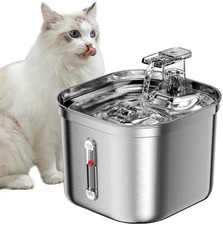 Stainless Steel Cat Water Fountain 2.2L Pet Drinking Fountain Dispenser for Cats
