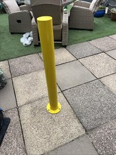 Surface-mounted Bolt-down Safety Bollard. Parking Barrier Yellow Steel Pipe