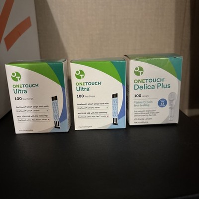 200 One Touch Ultra Test Strips +100 Lancets DelicaPlus
