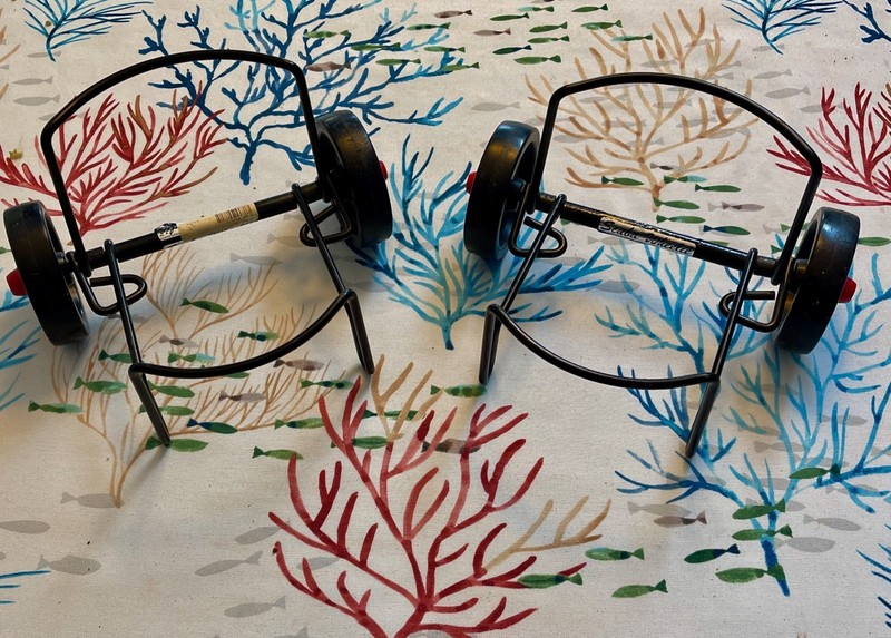 PAIR OF SCUBA DIVE TANK WHEELIES TANK TROLLEY