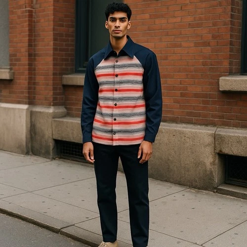 VTG Donovan Galvani Of Dallas Striped 70s Psychedelic Casual Button Up Size 9/10