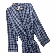 Polo Ralph Lauren Robe Mens Blue Plaid Cotton Lightweight Old Money Pony Sz L/XL