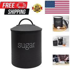 Sturdy Farmhouse Black Sugar Canister - Hand Washable Elegant Storage Solution