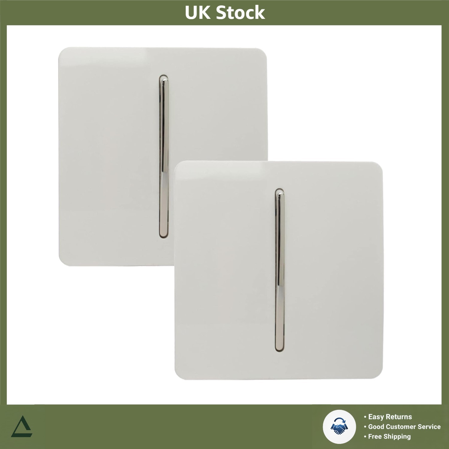 Trendi Switch 1 Gang 1 or 2 Way Ice White Rocker Light Switch - Screwless Plate - Fireproof ABS Plastic - Twin Pack - Image 3