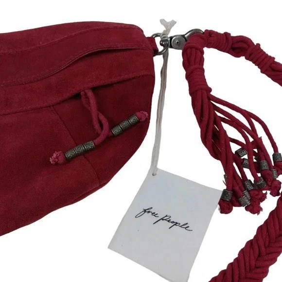 Free People Sweet Talker Red Suede Sling Bag Removable Braided Strap NWT $88 - Image 2 of 4