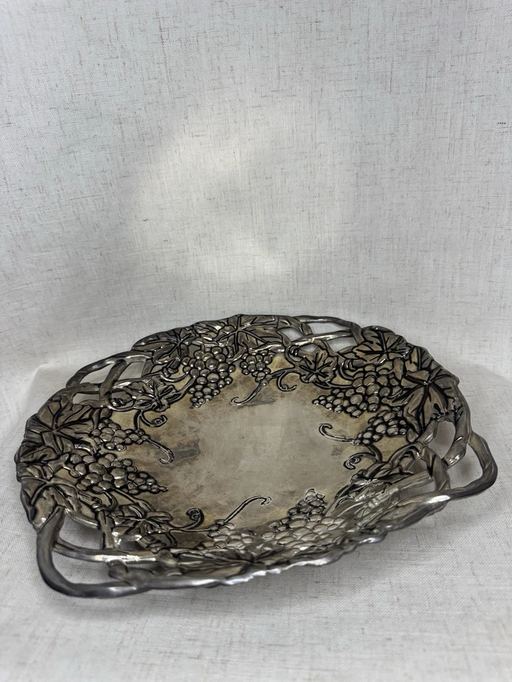 Godinger Silver Art Co bandeja de vid de uva 13” plato de plata vintage plato para servir Foto 3 de 4