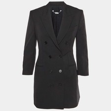 Stella McCartney Black Wool Double Breasted Mini Blazer Dress S