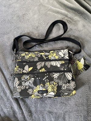 SAKROOTS Artist Circle Basic 3 Zip Crossbody/Shoulder Bag Slate Flower Blossoms