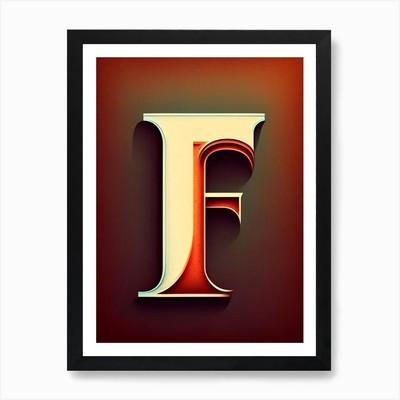 F, Buchstabe, Alphabet Retro Zeichnung 1 gerahmtes Wandbild Poster Leinwanddruck Bild
