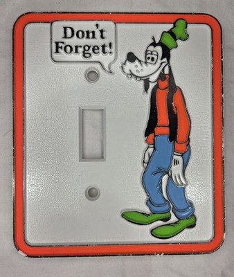 Vintage Goofy Light Switch Plate Cover Disney Glow in the Dark 70s Don't Forget