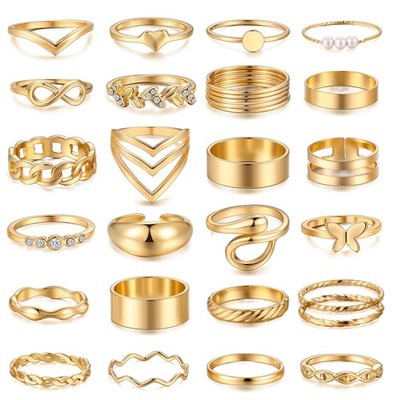 iF YOU 25 Pcs Gold Knuckle Rings Set for Women, US Sizes 4-8.5, gold