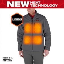 Men's Large M12 12-Volt Lithium-Ion Cordless Tough Shell Gray Heated Jacket Kit