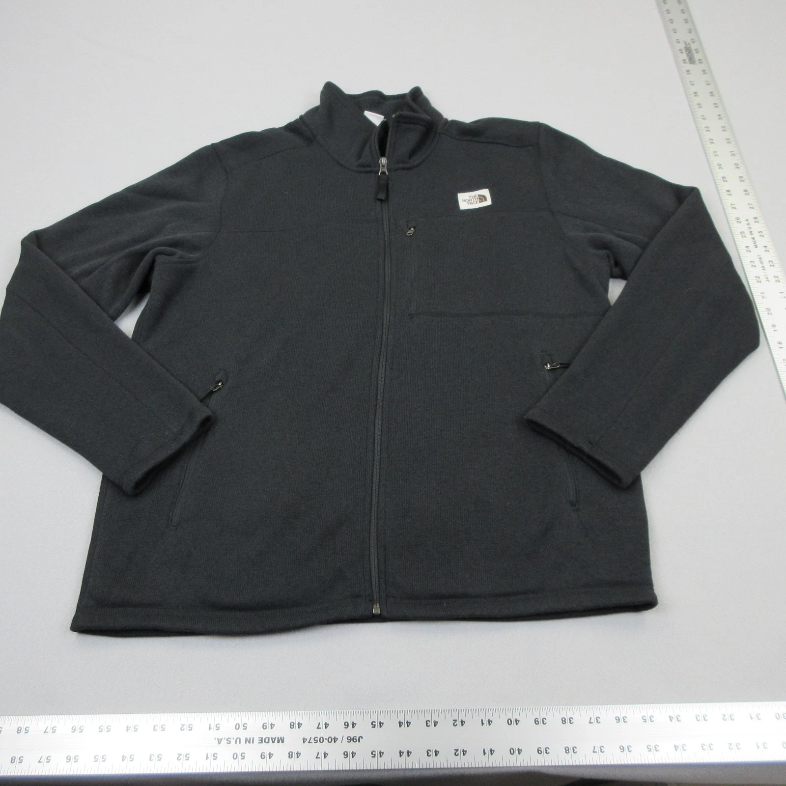 The North Face Jacket Mens XL Gray Fleece Full Zip Stand Collar Pockets NF0A7RFC