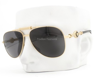 Versace Aviator Sunglasses Polished Gold Gray Tinted MOD 2236 1002/87 with Case 