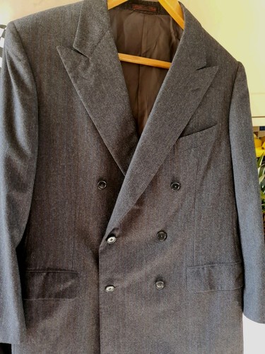 Gieves Hawkes Jacket UK 42 Charcoal Grey Striped Pin Chalk Wool London Super 100 - Picture 4 of 11