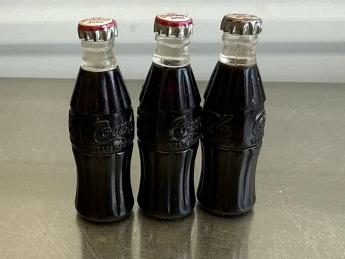 Lot Of 3 Vintage Miniature Lighter Coca-Cola Bottle Advertising  2.5"