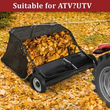 42'' Tow Behind Lawn Sweeper Leaf & Grass Collector w/Adjustable Sweeping Height