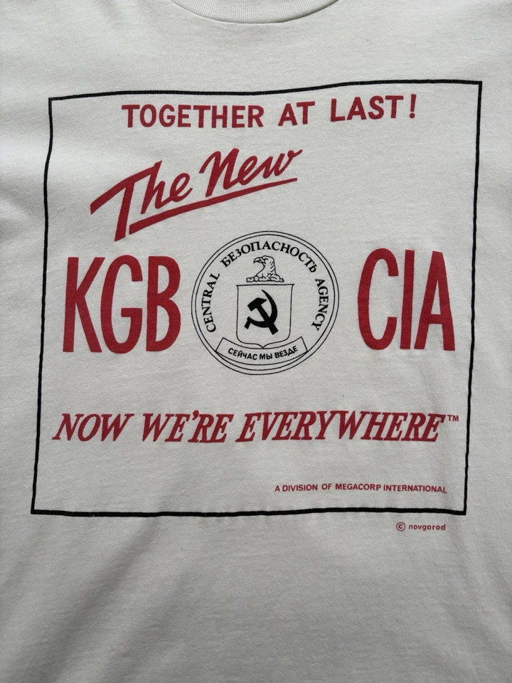 Camiseta De Colección Años 80 CIA KGB Novograd Camiseta Política Soviética Puntada Única EE. UU. Foto 2 de 4