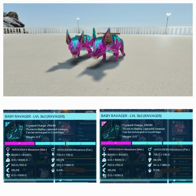 ARK ASCENDED PVE  PAIR BABY RAVAGER COTTON CANDY NEW TOP WEIGHT PC/XBOX/PS5