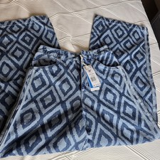 NWT Adidas x Farm Rio Denim Track Pants Womens Size 26” Wide Leg Blue 3 Stripes 