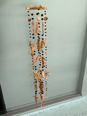 Beach Tropical Wind Chime Starfish Seahorses Sea Shells 41'' Clay Pottery