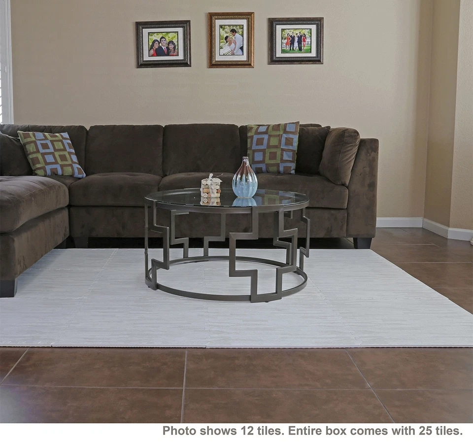 Alfombra de espuma de grano de madera blanca de 100 pies cuadrados 3/8" pisos entrelazados 2'X2' 25 un. Foto 2 de 4