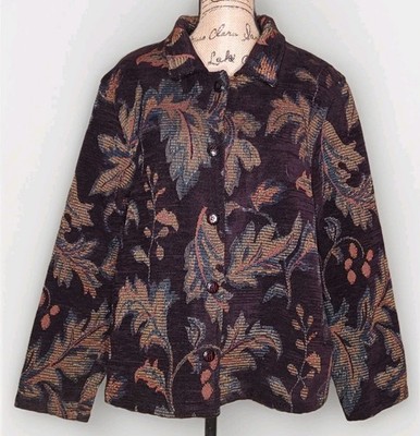 First Option - Rich Eggplant Tapestry Button-Up Blazer - Women's Size XL