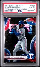 2024 BOWMAN'S BEST TOP PROSPECTS SEBASTIAN WALCOTT BLACK REFRACTOR #/10 PSA 10