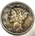 1945-S Mercury Dime 10c VF Toned Condition 90% Silver - 1160