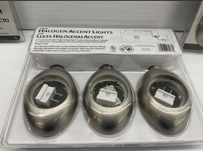 3 Pack Hampton Bay 120v Halogen Accent Lights  728 600 Brushed Steel