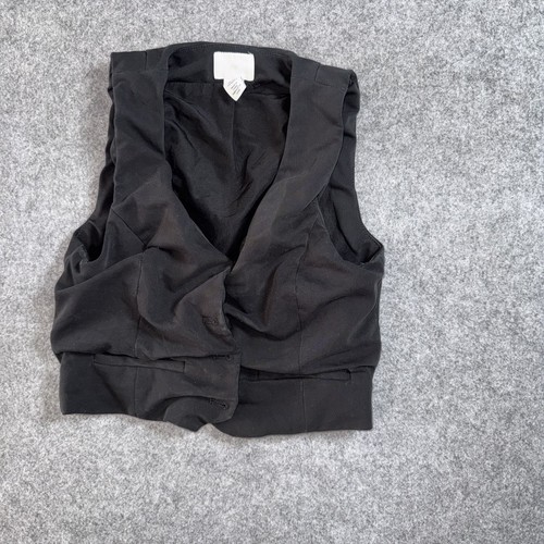 H&M Cropped Tailored Vest XS Black Sleeveless Button Up Waistcoat