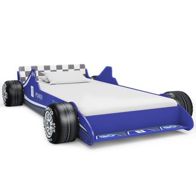 Kinder Rennwagen Bett MDF Gestell blau 90x200 cm mit Holzlatten für Kids Best