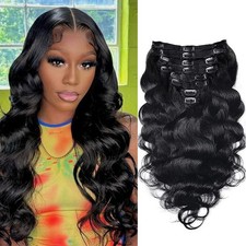 Clip in Human Hair Extensions Real Human Hair 18 Inch Double Weft Seamless Clip