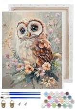 VIGEGU Owl Paint by Numbers Kit for Adults Beginner with Frame,Owl and Flowers P