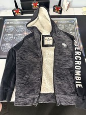 Abercrombie  Fitch Gray Heathered Full Zip Knit Sweater Pockets 9/10 Boys