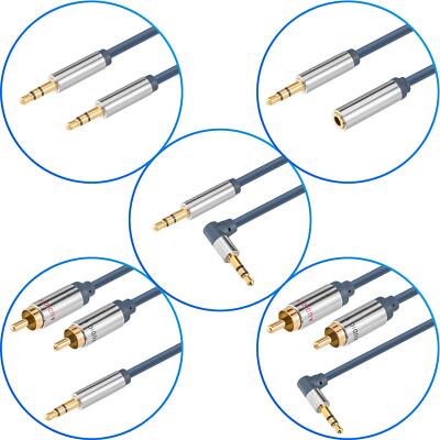 AUX Kabel 3,5mm Stecker Verlängerung Klinken Buchse Winkel RCA Stereo Handy PC