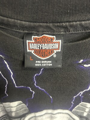トップス 90s HARLEY DAVIDSON THUNDER & LIGHTNING Vintage 90s Harley Davidson Lightning & Thunder All Over