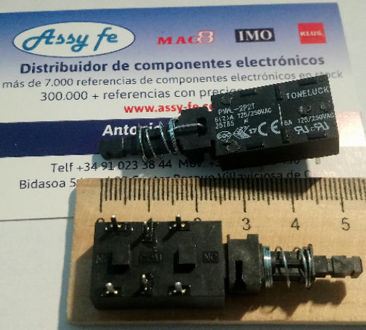 PWL-2P2T 6PINS Switch Button Power 6A 125 / 250Vac Interruptor Pulsador TONELUCK
