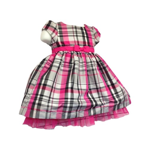 Carters Girls Short Sleeve Plaid Party Dress Size 9 Months Pink Black Gray - Picture 5 of 13