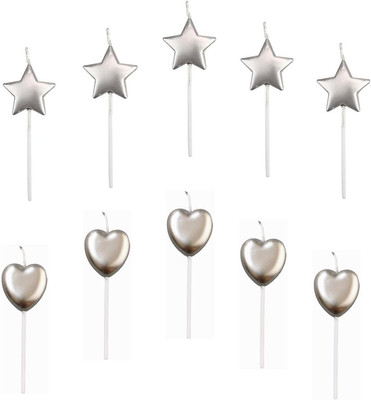 5 Pcs Bougie d'Anniversaire en Cœur,5 Pcs Bougies en Forme D'étoile,Bougies D'an