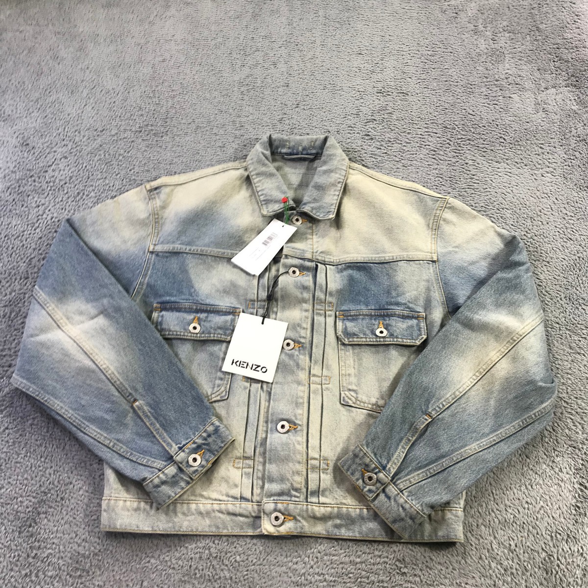 Kenzo Paris Jacket Mens Small Stone Bleach Dirty Denim