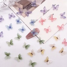 20x Random Color Butterfly Nail Accessories 3D Shiny Fairy Nails Arts DIY Craft