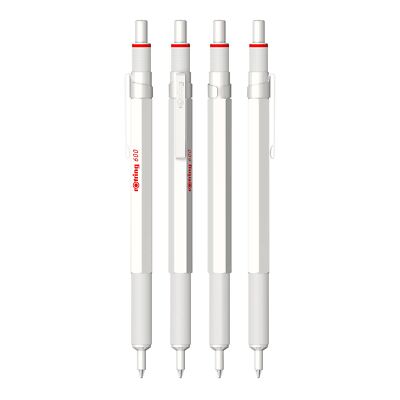 rOtring 600 Ballpoint Pen Pearl White Refillable Metal Hexagonal