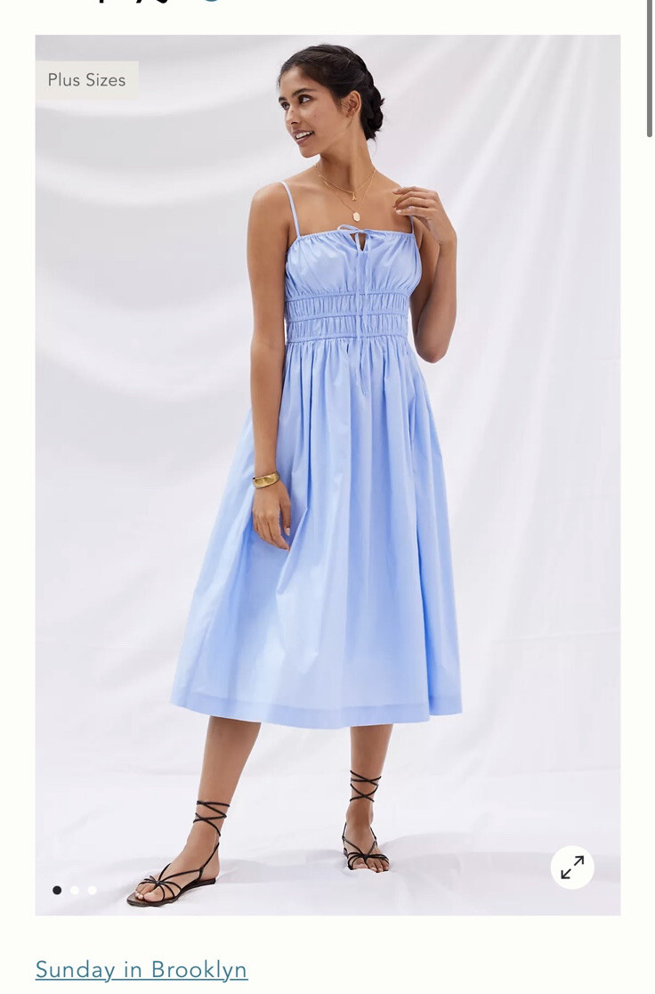 light blue smocked midi dress Blue Smocked Modest Midi Dress