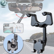 360 Rotating Rear View Mirror Phone Holder Mount Universal for iPhone Samsung