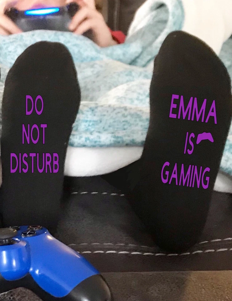 Calcetines Cumpleaños Gamer para Niñas Adolescentes y Mujer con Nombre Personalizado Foto 3 de 4