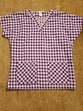 Life Uniform Purple Plaid Medium Scrub Top