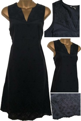 next navy broderie dress