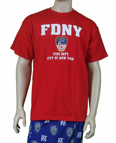 MENS RED FDNY T-SHIRT FIRE DEPT NEW 